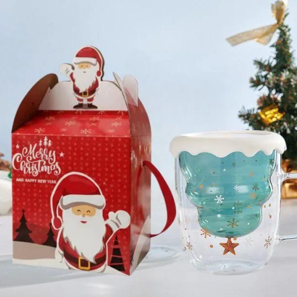 Hampers Hadiah Kado Gelas Cangkir Natal Christmas Double Wall 300ml