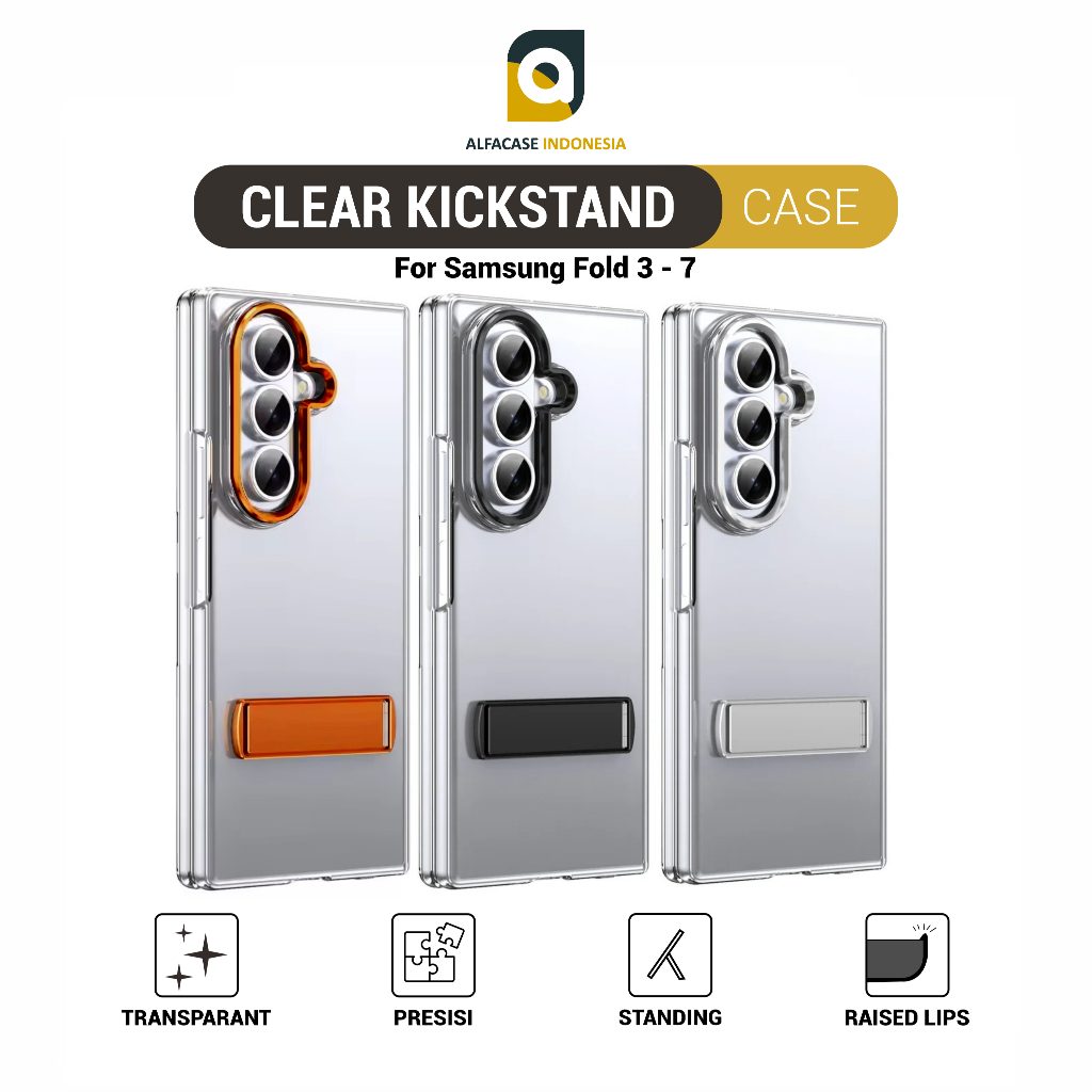 ALFACASE Case Samsung Z Fold 3 4 5 6 7 - Clear Kickstand - Casing Z Series