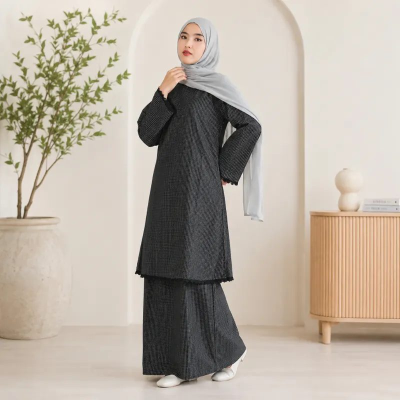 Noire Lux Setelan Rok Casual Ukuran All Size LD 100 Bahan Katun Linen Elegan Nyaman