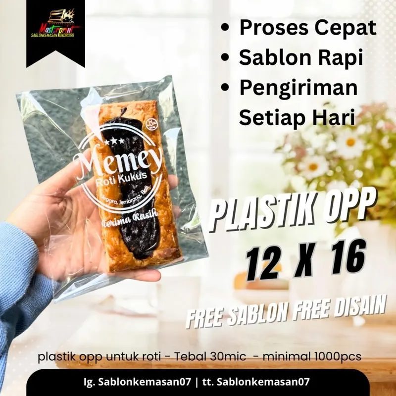 Sablon Plastik Opp Roti 12x16 30 micron 1000 pcs Kemasan dan Bergaransi