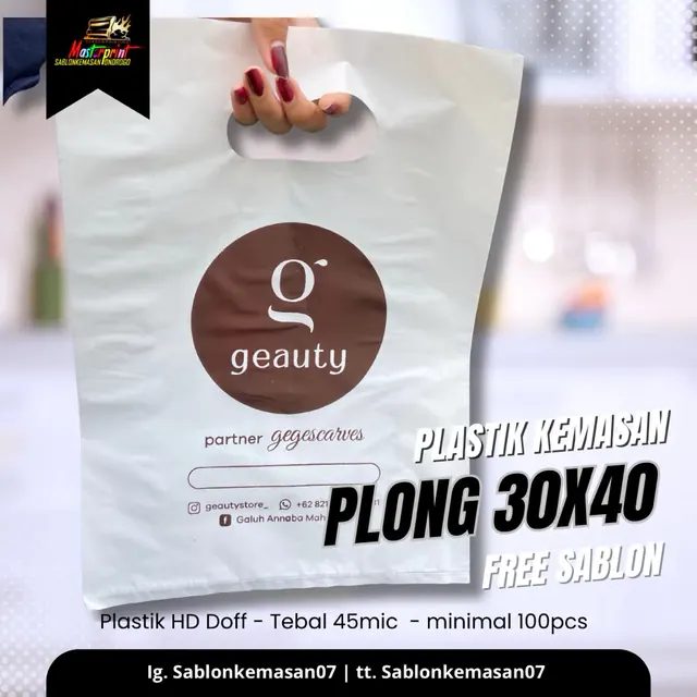 Plastik Sablon Packing Olshop Plong 30X40 100 Lembar Free Desain