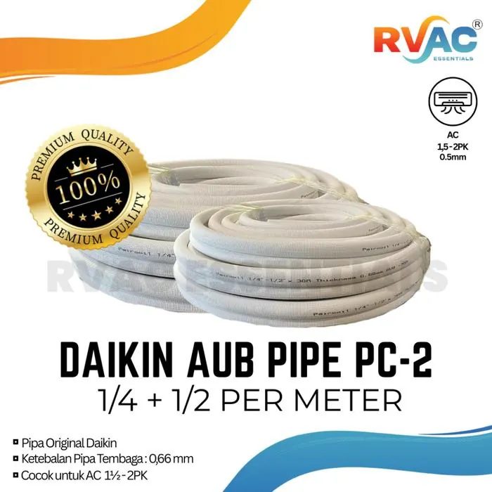 Daikin Pipa AC AUB - PC2 1/4 + 1/2 Per Meter untuk AC 1,5 - 2 PK Ketebalan Tembaga 0,66mm