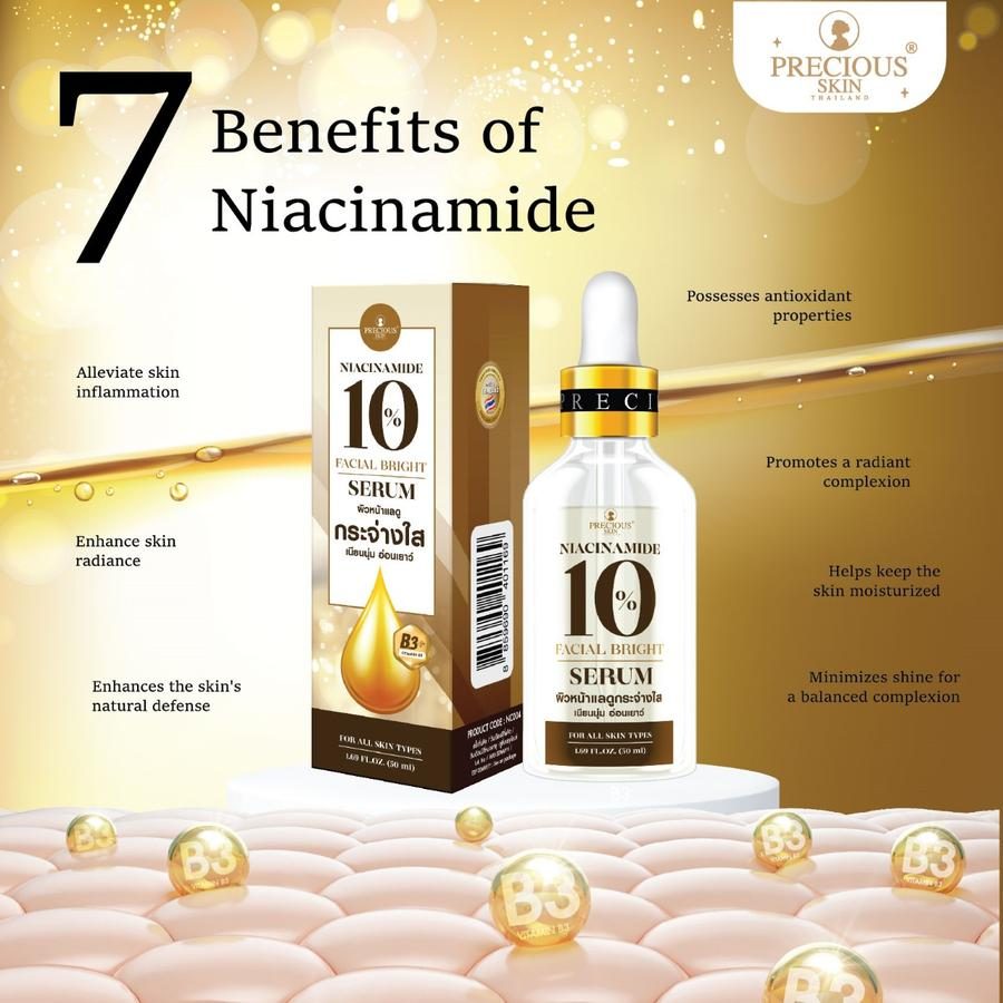 Precious Skin Thailand Facial Bright Serum Niacinamide 10% /Face Serum / Whitening Serum 50ml - NCM-FSR