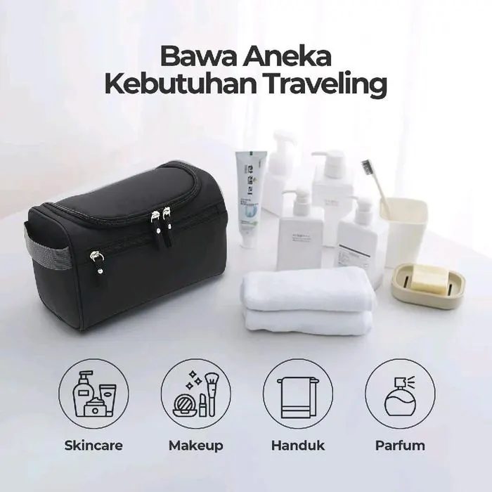 Tas Travel Peralatan Mandi Kosmetik Skincare Toiletries Organizer Portable Oxford