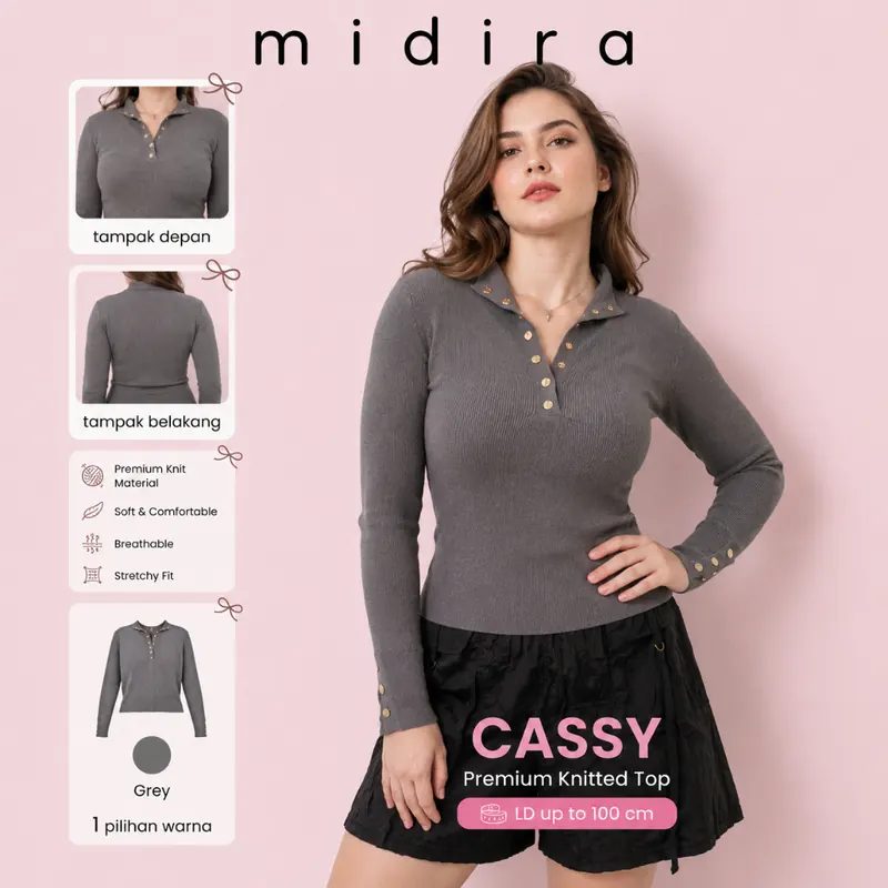 Cassy Knit Long Sleeve Sweater Lengan Panjang Import Premium Hijab Friendly