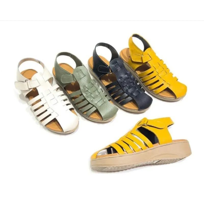 sandal wedges wanita bahan kulit sapi model