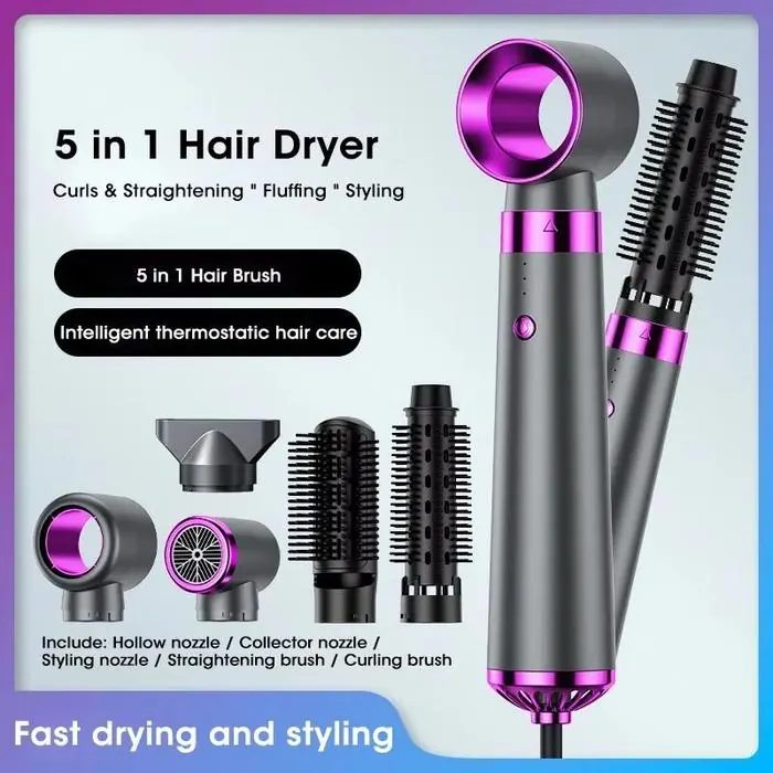 Hair Dryer Multifungsi 5in1 Anion Pengering Rambut Curling Straight Styling Blow Pelurus