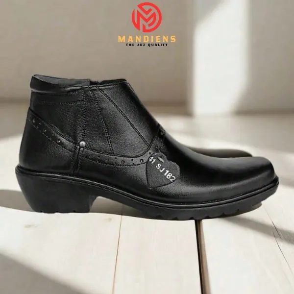 Sepatu Boots Pria Kulit Asli Original Medali K182 - Sepatu Pdh Tni Polri Satpam Sol Jenggel Cowboy