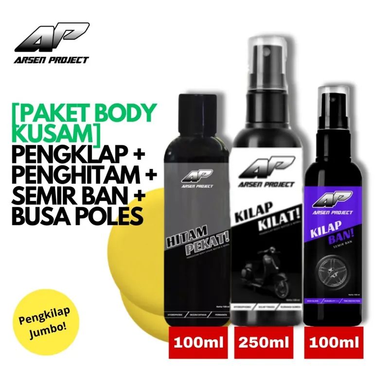 Ap Pengkilap Penghitam Body Motor Dan Mobil Semir Ban Paket Bundling 2