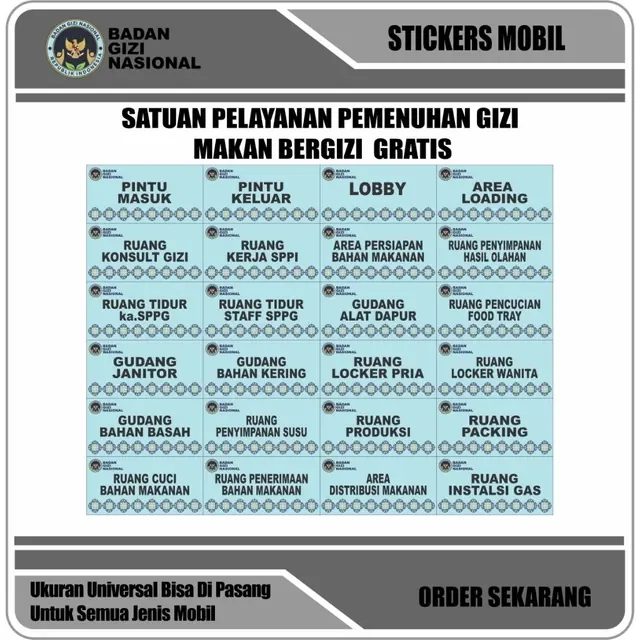 Sticker Sign Ruangan Dapur Sppg Mbg Anti Air