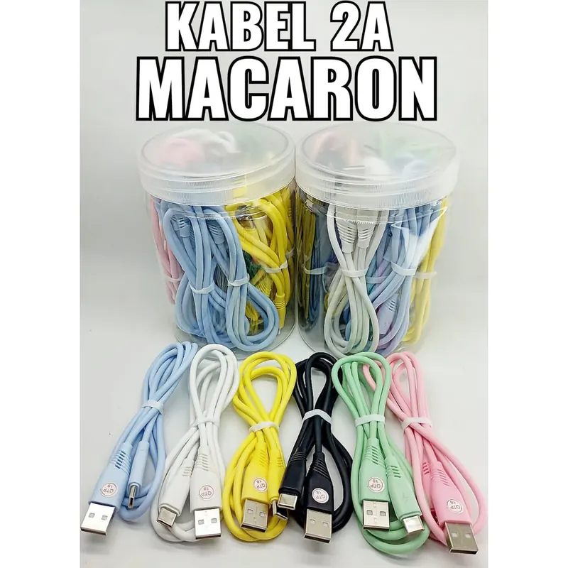 Kabel Data Macaron Type-C Real 2 Amper Non Fast Bulat