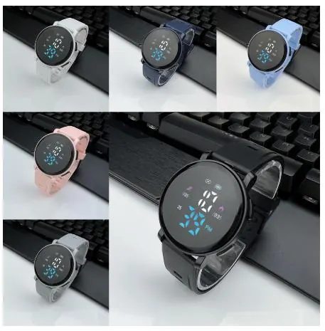 Jam Tangan Wanita Pria Digital Rubber Bulat Led Watch