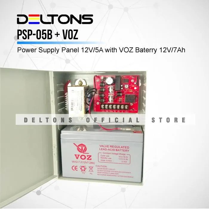 Akses Kontrol Power Supply Panel 12V 5A dan Battery Baterai Aki 7Ah