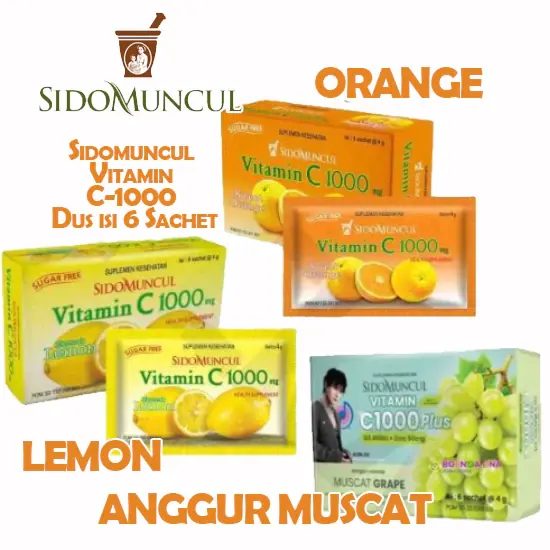 Vitamin C 1000mg Sidomuncul Original rasa Varian Lemon Anggur Muscat Orange