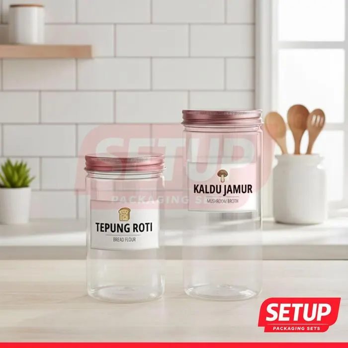 Toples Silinder Pantry Premium 200-1300ml + Label Dapur
