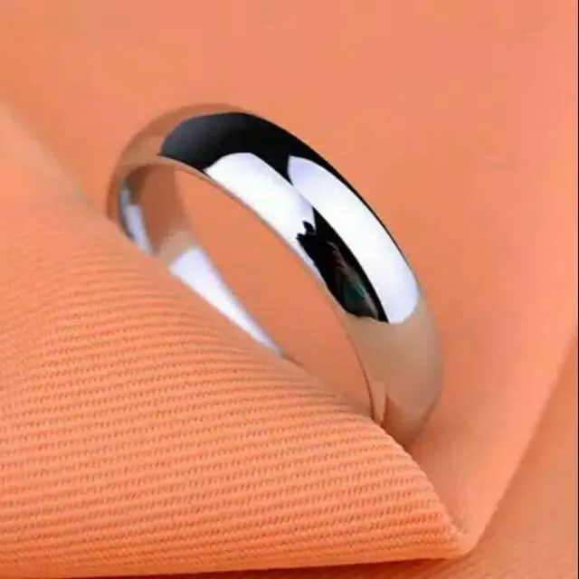 Cincin Titanium Pria -wanita Silver Polos - Mengkilat Anti Karat
