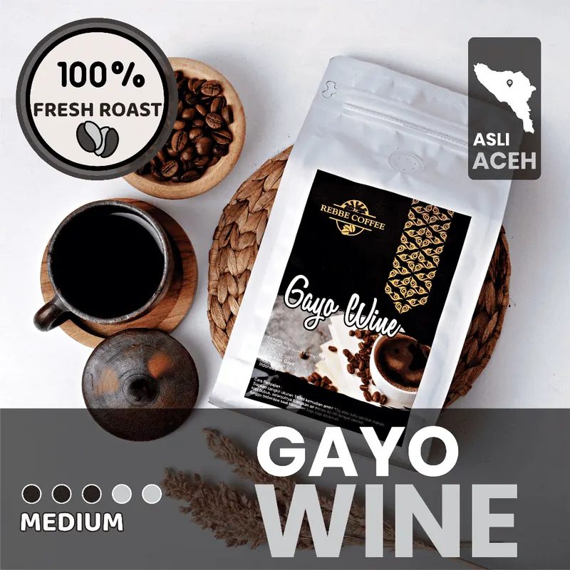 Gayo Wine Arabika Aceh Original Kopi Fermentasi Premium, Medium Roast, Fruity & Manis 200G