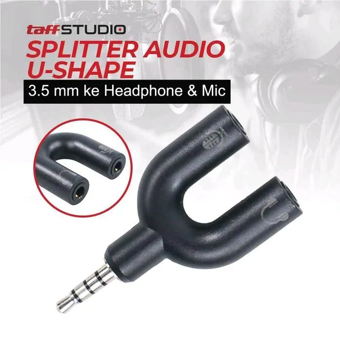 Splitter Audio U Shape 3.5mm Headphone dan Mic Combo Jack