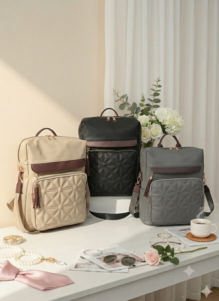 Ransel SANSA - Tas Ransel Backpack Wanita SANSA Muat Laptop Waterproof Antiair Bahan Nilon Bordir