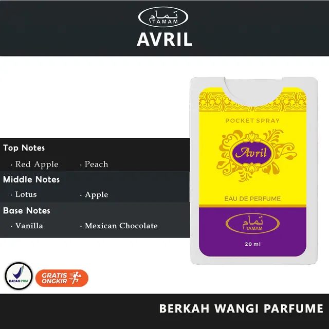 Parfum Pocket AVRIL 20 ML BPOM BY - TAMAM