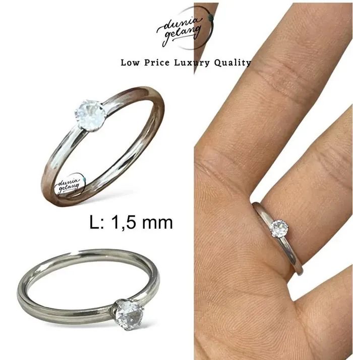 Cincin Tunangan Anti Karat Luntur Titanium Ukuran 15 s/d 18