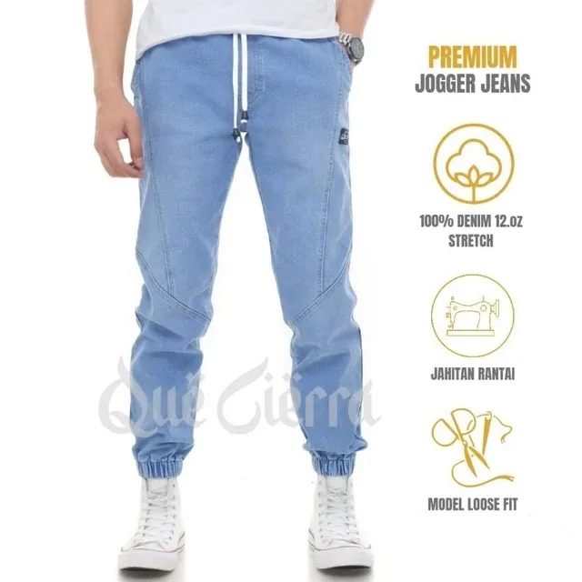 QUE CIERRA Celana Panjang Jogger Jeans Denim Bio Blitz Premium