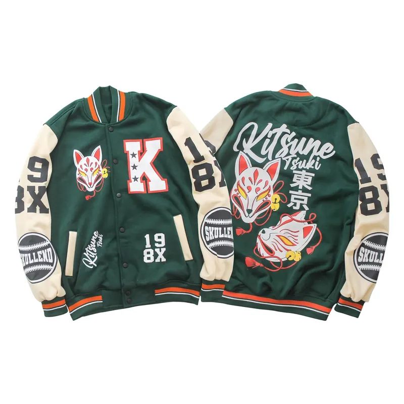 SKULLEND Jacket Varsity Baseball Premium Pria Wanita kitsune