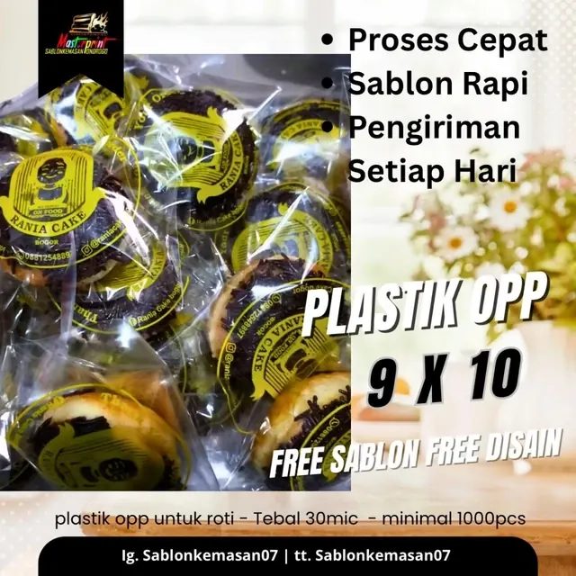 Sablon Plastik Opp Roti 9x10 30 micron 1000pcs Kemasan dan Bergaransi