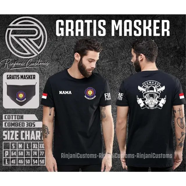 Kaos Damkar.kaos Pemadam Kebakaran/polisi/bnn/kopasus/satpol Pp/brimob/free Masker