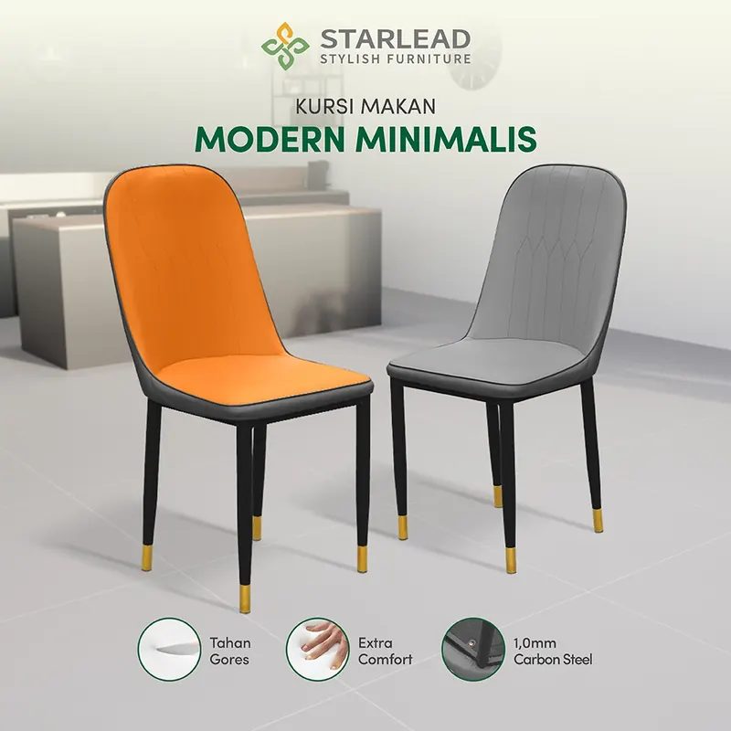 STARLEAD Kursi Makan Kulit Modern Minimalist / Dining Chair / Cafe