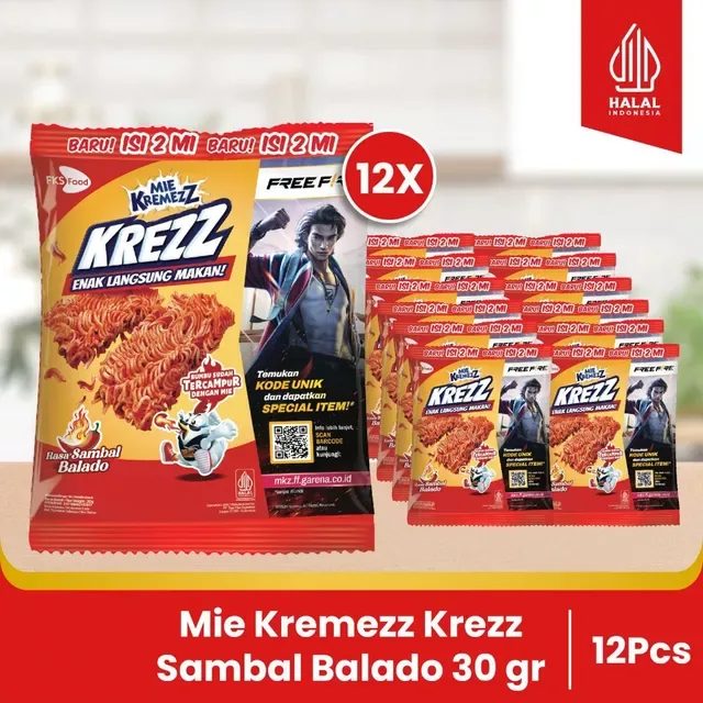 Paket Bundling - Mie Kremezz Krezz - Sambal Balado - 30gr - 12pcs