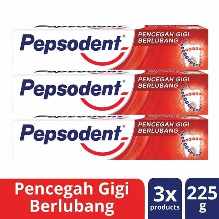 Pepsodent Pencegah Gigi Berlubang Pasta 225g Triple pack