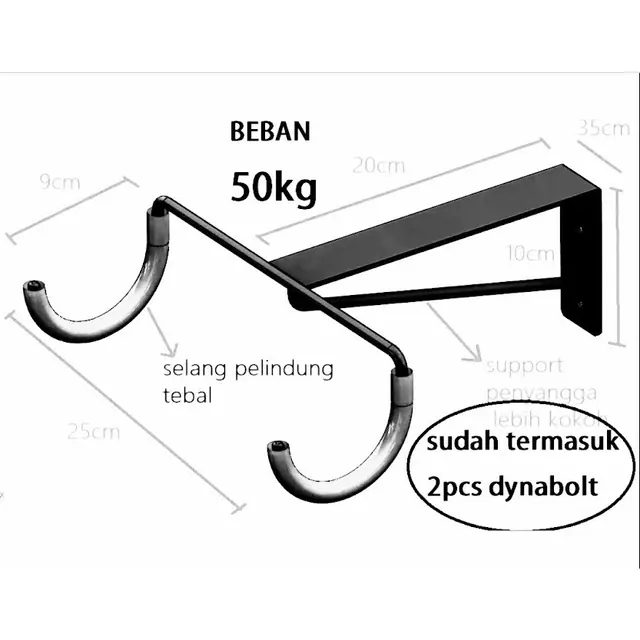Gantungan sepeda dinding / Hanger bike / Tempat penyimpanan di tempel di tembok