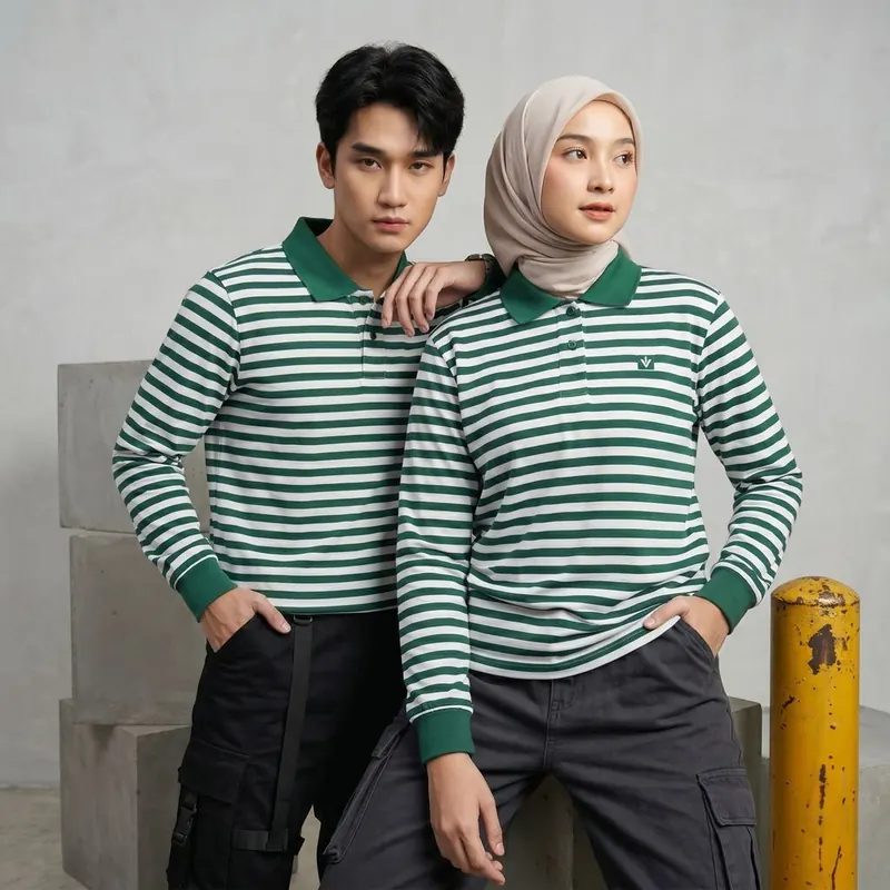 SKULLEND Kaos Rugby Polo Kerah Oversize Tangan Panjang Unisex Pria Wanita Couple X RUSKY