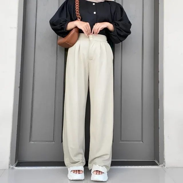 Celana Kulot Highwaist Knit Jennie Pants Cullote Jumbo