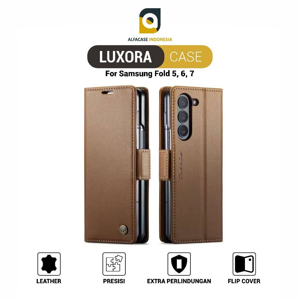 ALFACASE Case Samsung Z Fold 5 6 7 - Luxora Flip Cover Leather - Casing Z Series