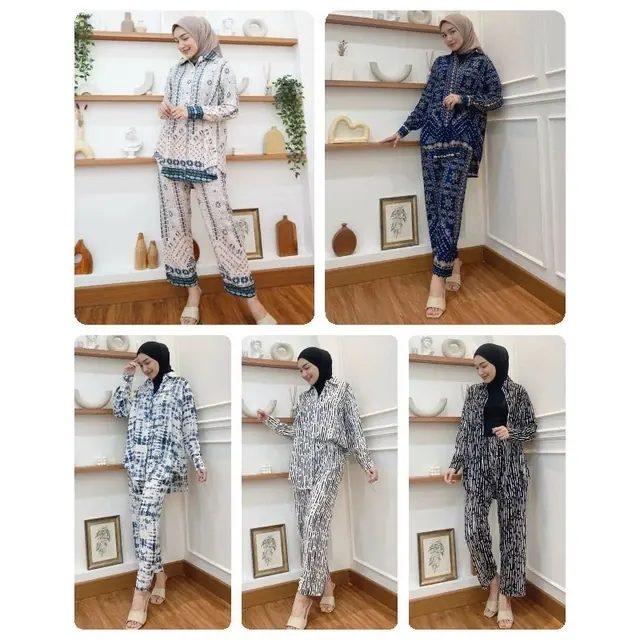 ‼ Sassy One Set Motif Setelan Wanita by Radwah Original