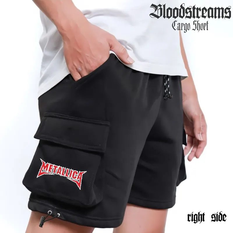 Cargo Short Pants Metallica Celana Pendek Pria dan Wanita Katun Fleece