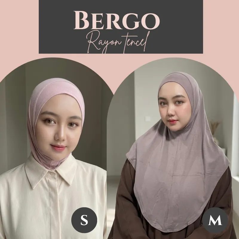 bergo instan kaos rayon tencel vanya size S M karet dagu premium adem