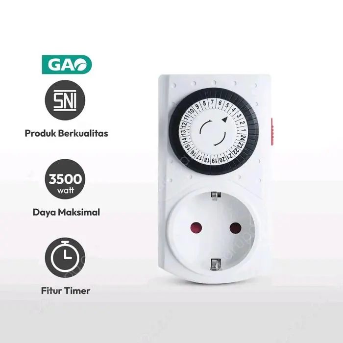 Stop Kontak Timer Mekanik Colokan Steker Soket Listrik Atur Waktu Otomatis 3500 watt 16A