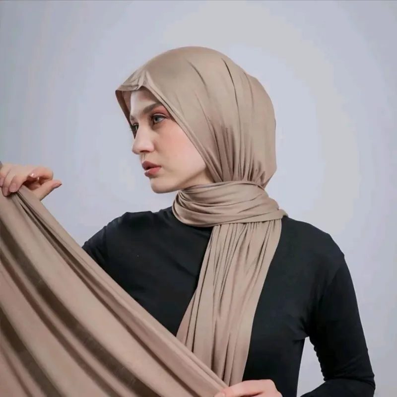 PASHMINA KAOS RAYON PREMIUM, hijab mudah di atur mleyot Wanita muslim