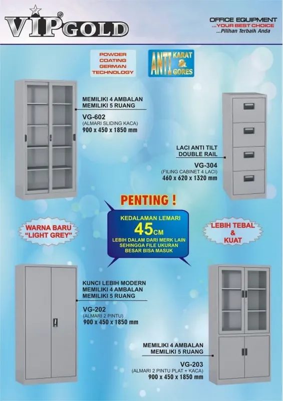 Lemari Arsip Kantor Cabinet Pintu Kaca Besi Dokumen Filling