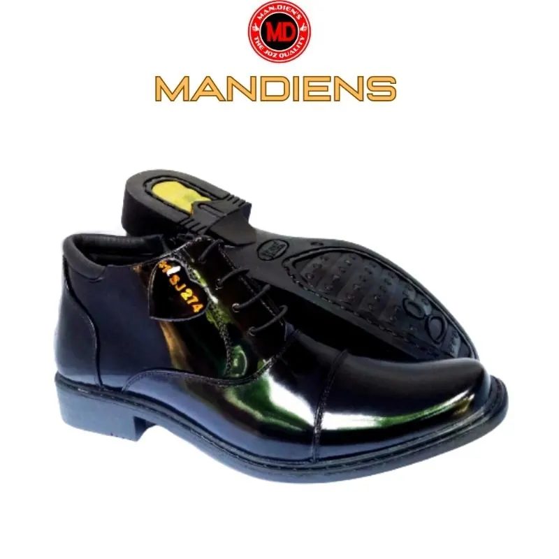 Mandiens Sepatu Formal Pria Kulit Asli Medali BJ274 - Sepatu Pdh Tni Polri Dishub Satpam