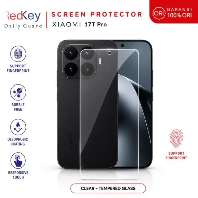 Redkey 3D Tempered Glass Xiaomi 17T Pro - Premium Anti Gores Non Full Cover Clear HD