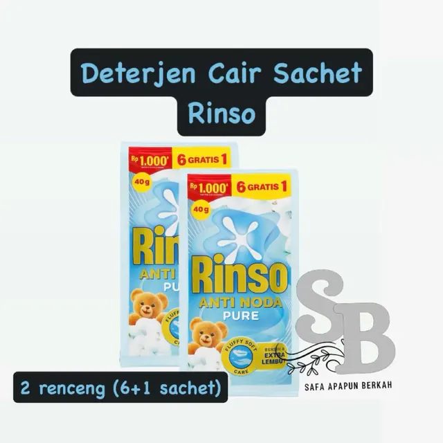 2 Renceng Rinso Cair Anti Noda Pure 40ml (6+1 Gratis)