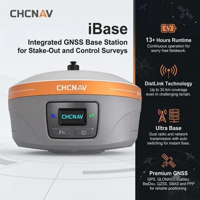 CHCNAV iBase Integrated GNSS Base Station for Stake-Out and Control Surveys