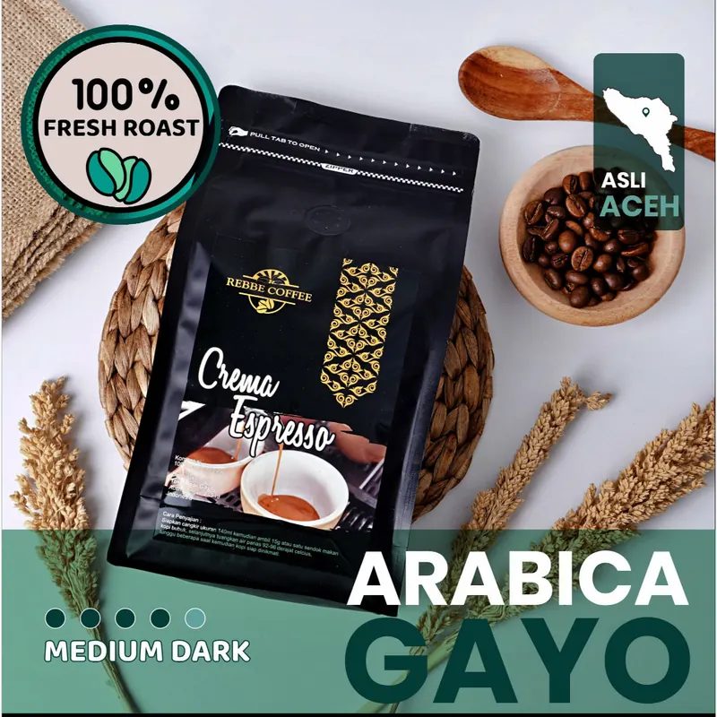 Kopi Arabika Aceh Gayo Premium Semiwashed Medium to Dark Roast Crema Espresso