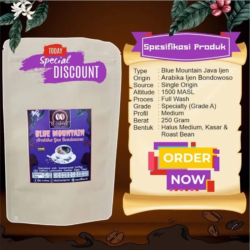 Kopi Arabika Blue Mountain Ijen Bondowoso