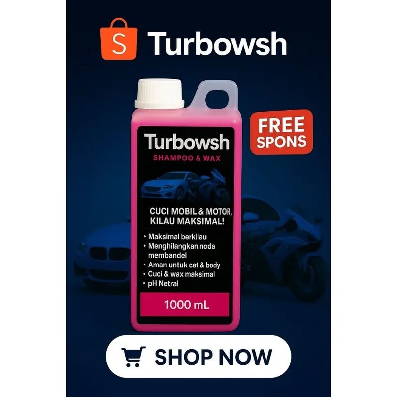 Shampo WAX Motor & Mobil Turbowsh 1 Liter Strawberry Free Spons