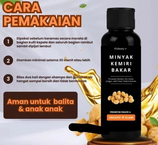 Violenty Minyak Kemiri Bakar Murni 100% Asli Penumbuh Rambut Penghitam Penebal 20 ml